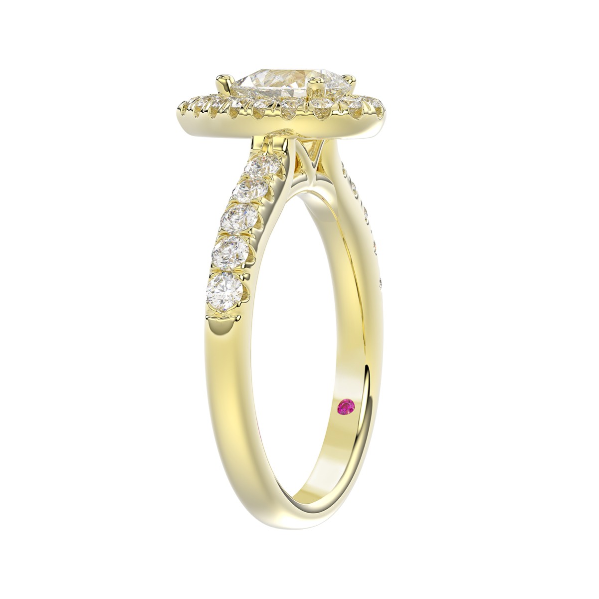 18K YELLOW GOLD 1 1/2CT ROUND/PEAR DIAMOND LADIES BRIDAL SET(CENTER STONE PEAR DIAMOND 3/4CT)