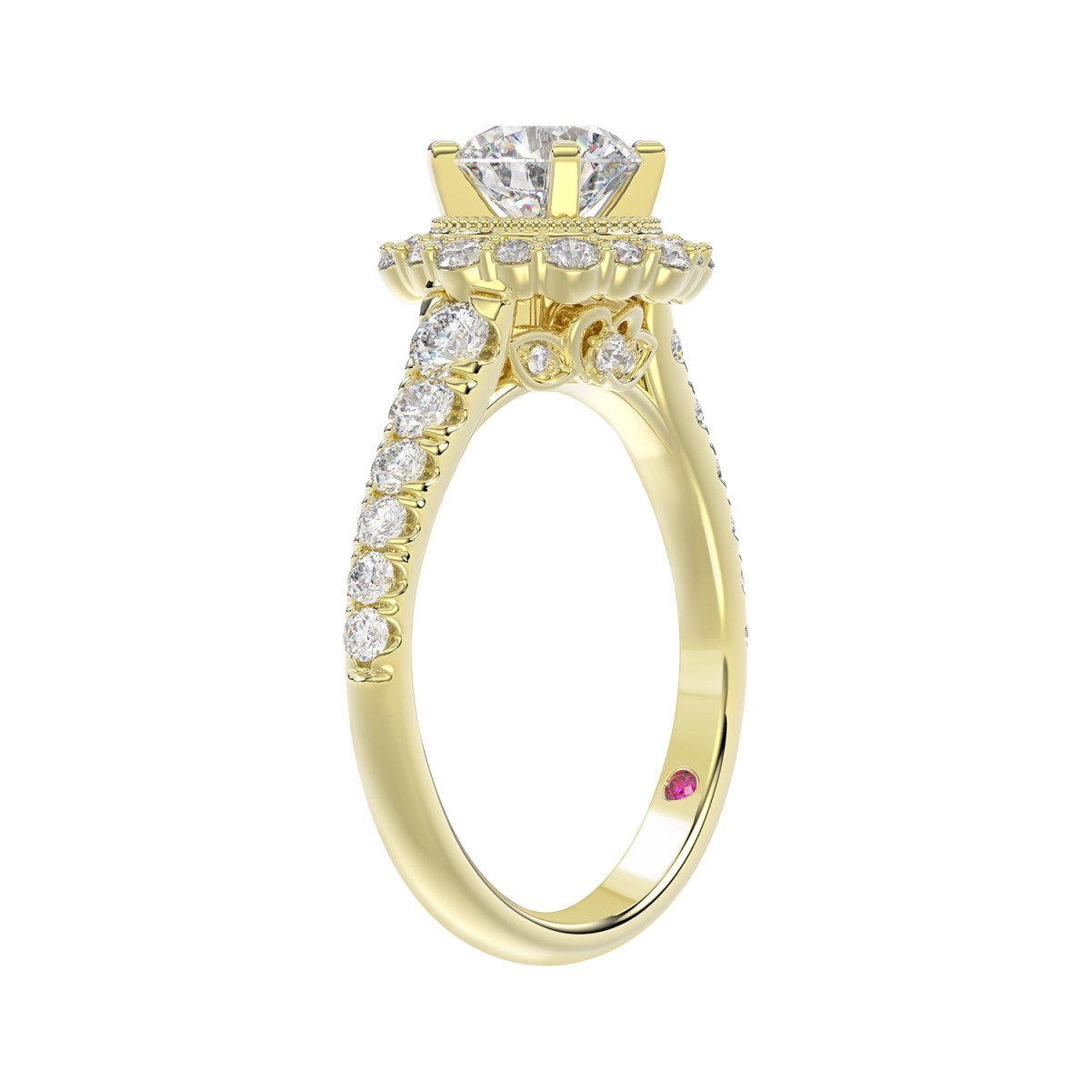 18K YELLOW GOLD 1CT ROUND DIAMOND LADIES SEMI MOUNT BRIDAL SET(CENTER STONE MOUNT ROUND DIAMOND 1CT)