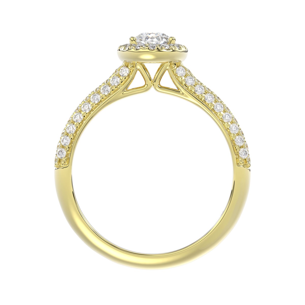 18K YELLOW GOLD 1CT ROUND/PEAR DIAMOND LADIES RING(CENTER STONE PEAR DIAMOND 1/2CT)