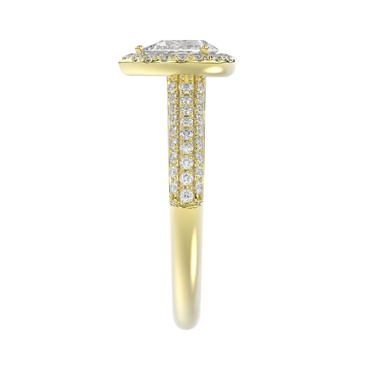 18K YELLOW GOLD 1CT ROUND/PEAR DIAMOND LADIES RING(CENTER STONE PEAR DIAMOND 1/2CT)