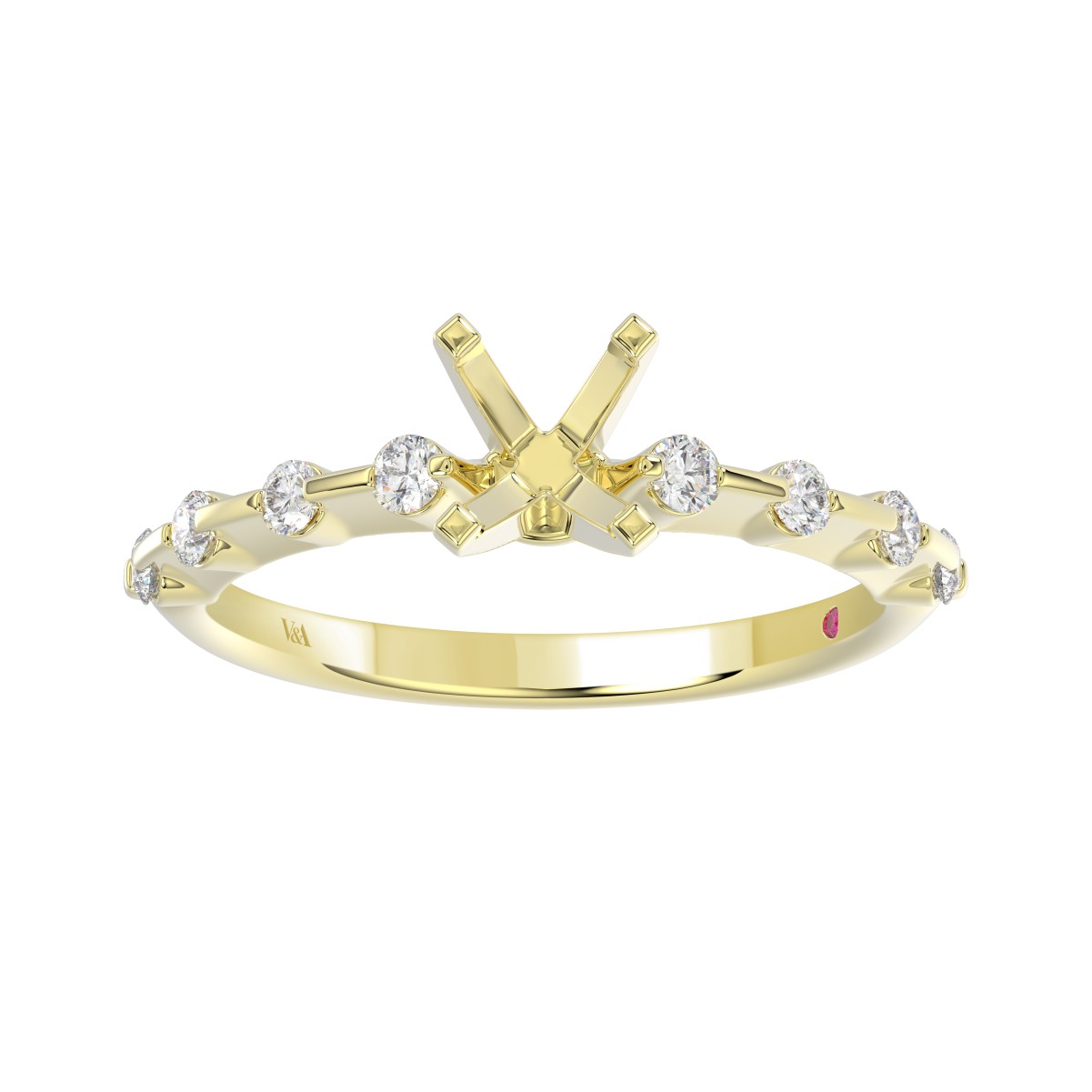 18K YELLOW GOLD 1/4CT ROUND DIAMOND LADIES SEMI MOUNT RING(CENTER STONE MOUNT OVAL DIAMOND 1CT)