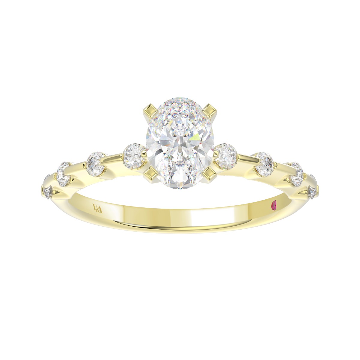 18K YELLOW GOLD 1/4CT ROUND DIAMOND LADIES SEMI MOUNT RING(CENTER STONE MOUNT OVAL DIAMOND 1CT)