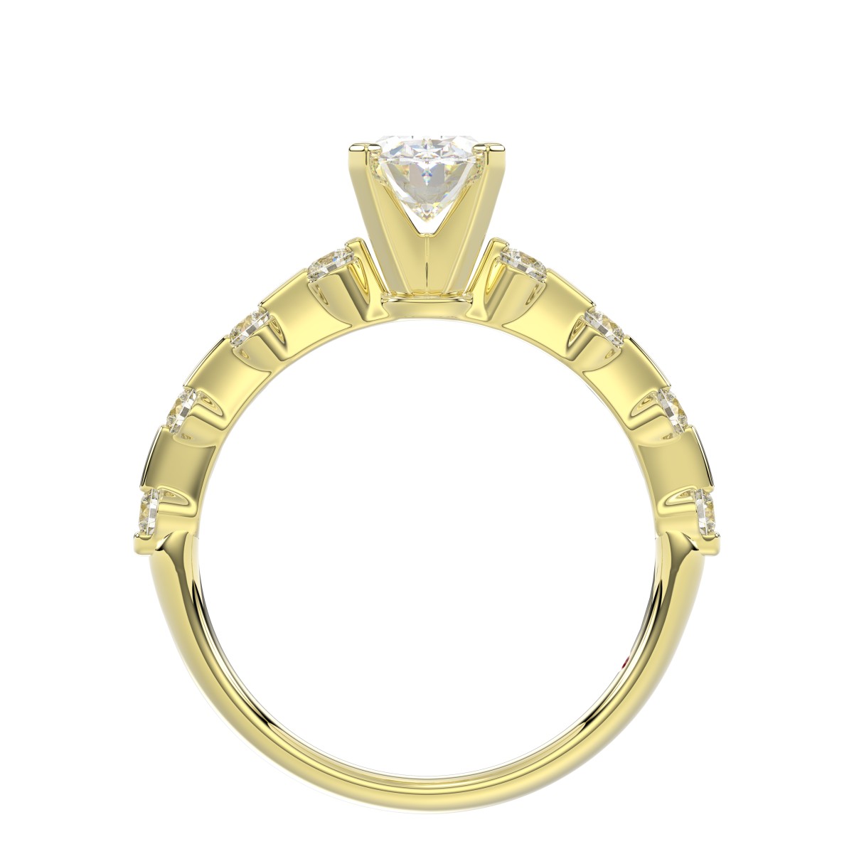 18K YELLOW GOLD 1/4CT ROUND DIAMOND LADIES SEMI MOUNT RING(CENTER STONE MOUNT OVAL DIAMOND 1CT)