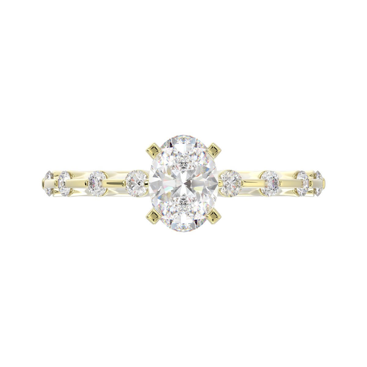 18K YELLOW GOLD 1/4CT ROUND DIAMOND LADIES SEMI MOUNT RING(CENTER STONE MOUNT OVAL DIAMOND 1CT)