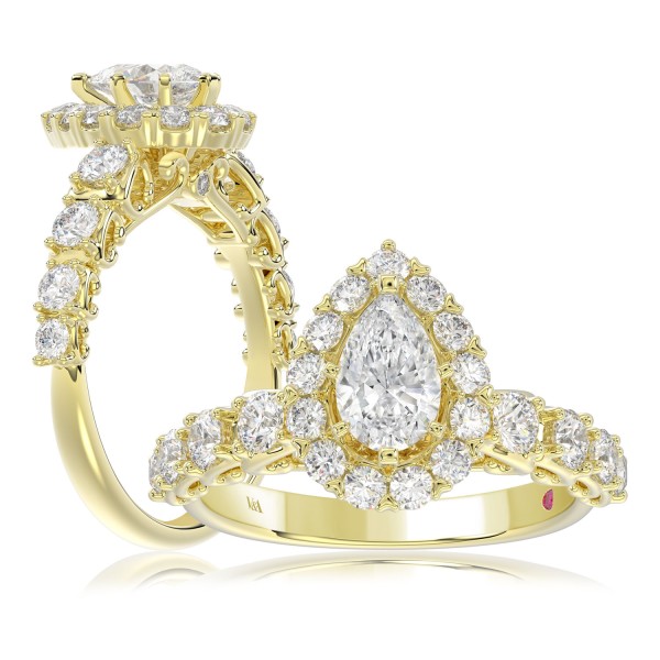 18K YELLOW GOLD 1.00CT ROUND DIAMOND SEMI MOUNT LA...