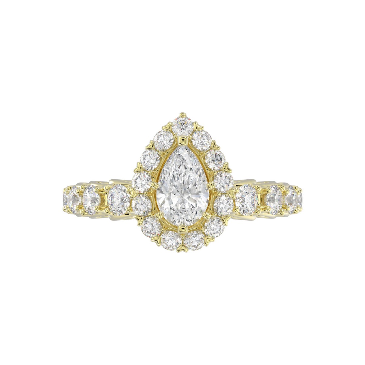 18K YELLOW GOLD 1.00CT ROUND DIAMOND SEMI MOUNT LADIES RING (CENTER STONE PEAR DIAMOND 1.00CT)