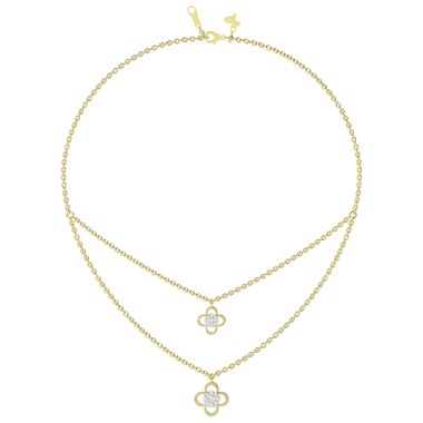 18K YELLOW GOLD 1/5CT ROUND DIAMOND LADIES NECKLACE 