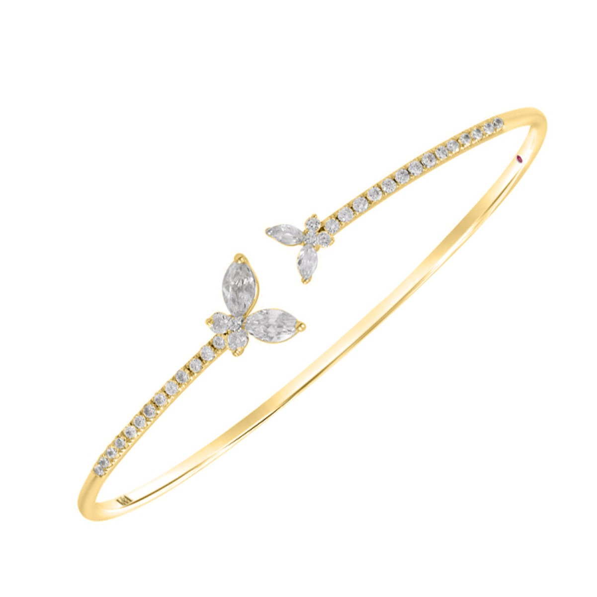 18K YELLOW GOLD 1CT ROUND/MARQUISE DIAMOND LADIES BANGLE 