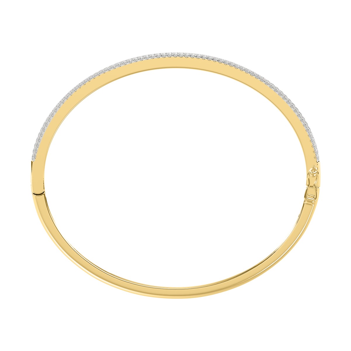 18K YELLOW GOLD 2.00CT ROUND/BAGUETTE DIAMOND LADIES BANGLE