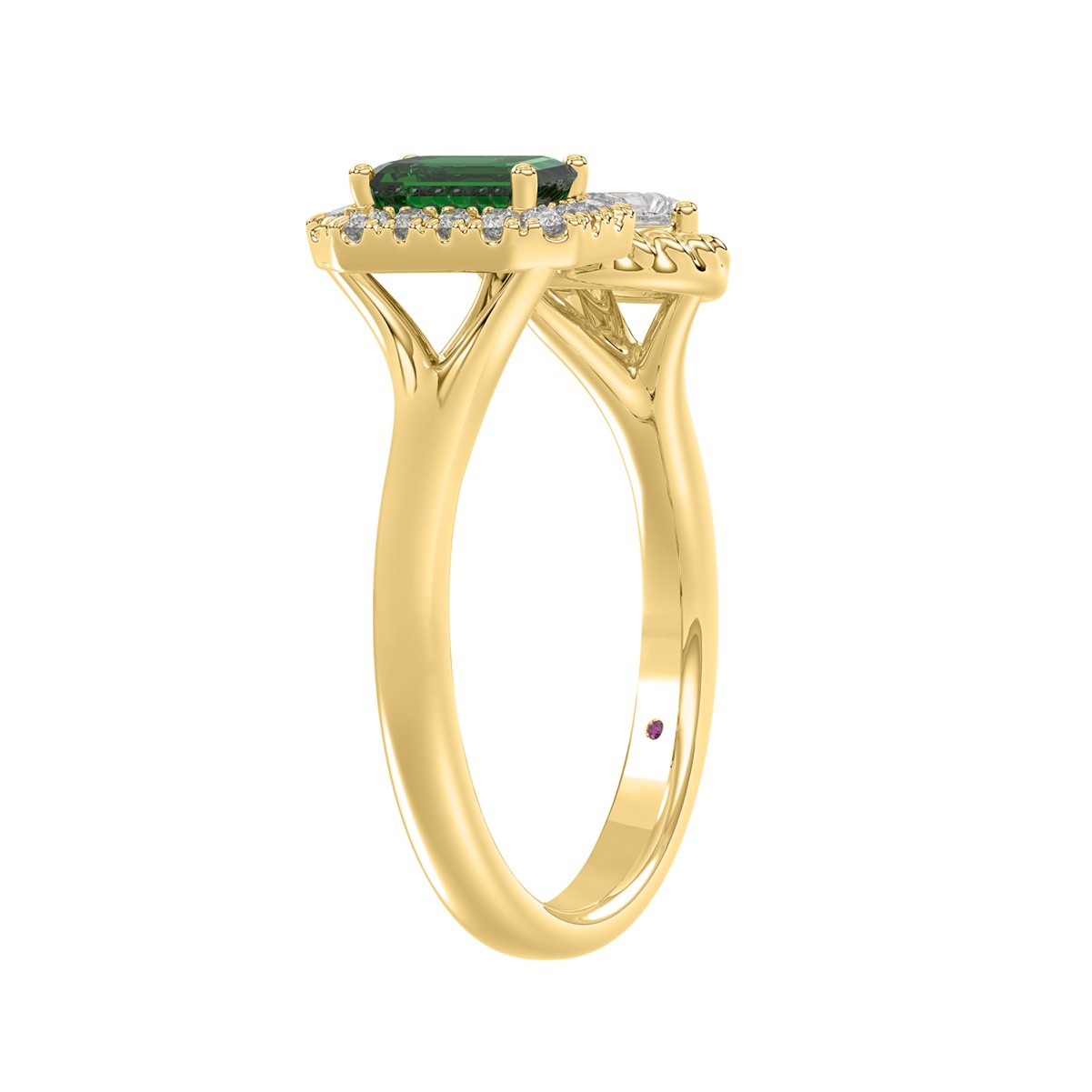 18K YELLOW GOLD 1CT ROUND/EMERALD/PEAR DIAMOND LADIES RING(COLOR STONE PEAR DIAMOND 1/4CT)