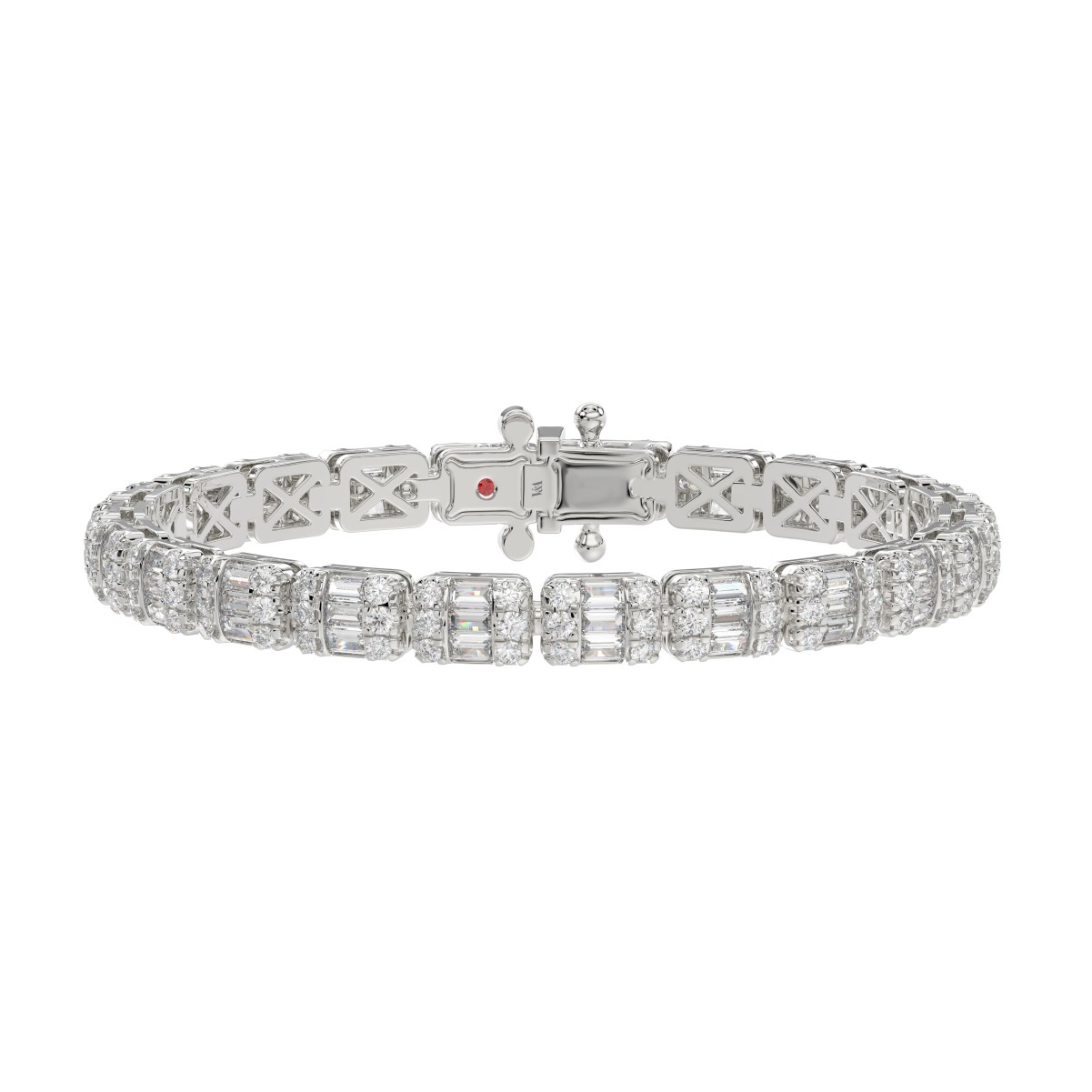 14K WHITE GOLD 3CT ROUND/BAGUETTE DIAMOND LADIES BRACELET