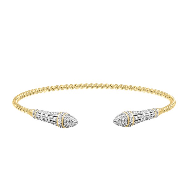 18K YELLOW GOLD 1.00CT ROUND DIAMOND LADIES BANGLE...