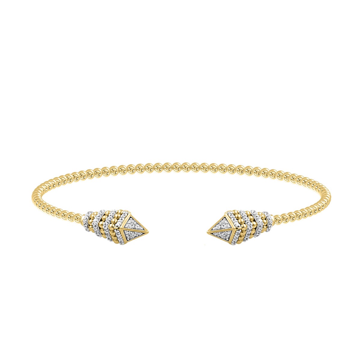 18K YELLOW GOLD 1/2CT ROUND DIAMOND LADIES BANGLE