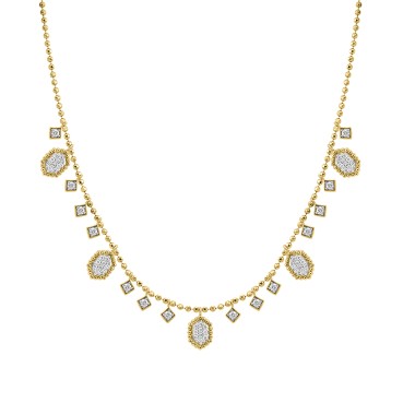 18K YELLOW GOLD 1/2CT ROUND DIAMOND LADIES NECKLACE