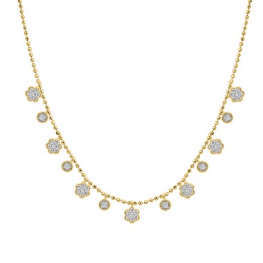 18K YELLOW GOLD 1/2CT ROUND DIAMOND LADIES NECKLACE