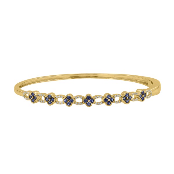 18K YELLOW GOLD 1/5CT ROUND DIAMOND LADIES BANGLE...