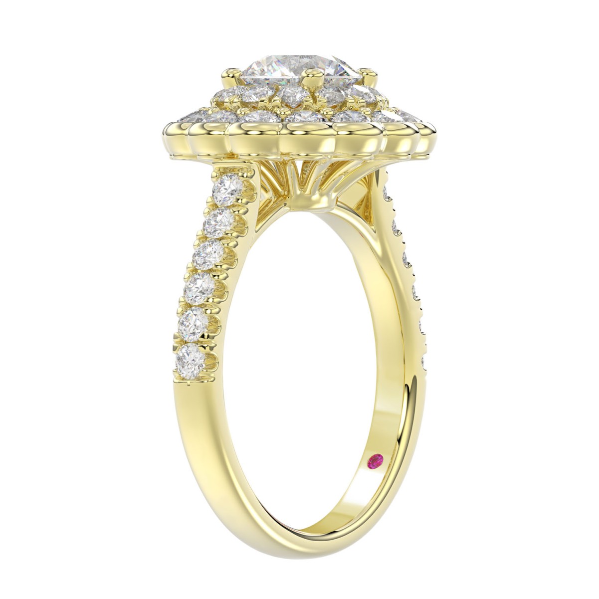 18K YELLOW GOLD 1 1/4CT ROUND DIAMOND LADIES RING (CENTER STONE ROUND DIAMOND 1/2CT)