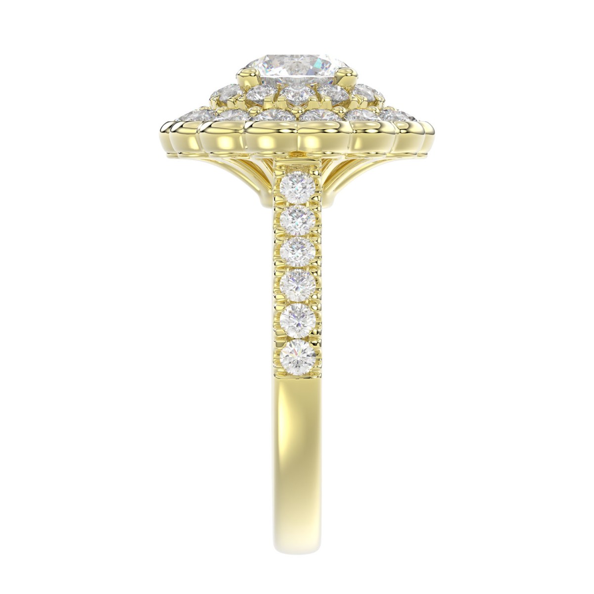 18K YELLOW GOLD 1 1/4CT ROUND DIAMOND LADIES RING (CENTER STONE ROUND DIAMOND 1/2CT)