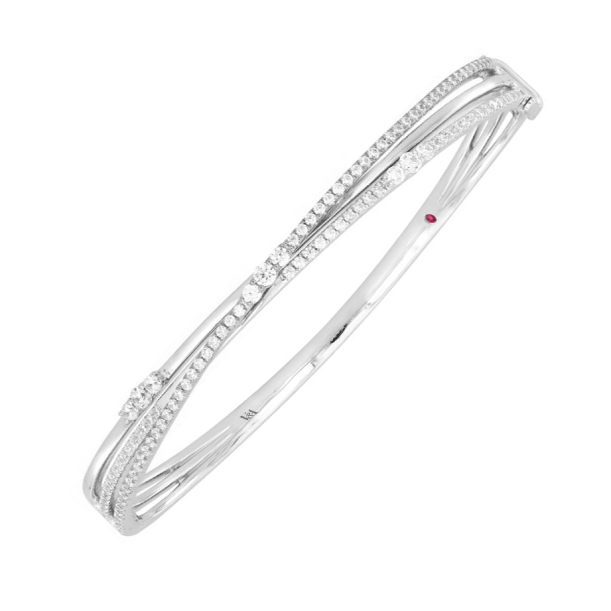 18K WHITE GOLD 1.00CT ROUND DIAMOND LADIES BANGLE