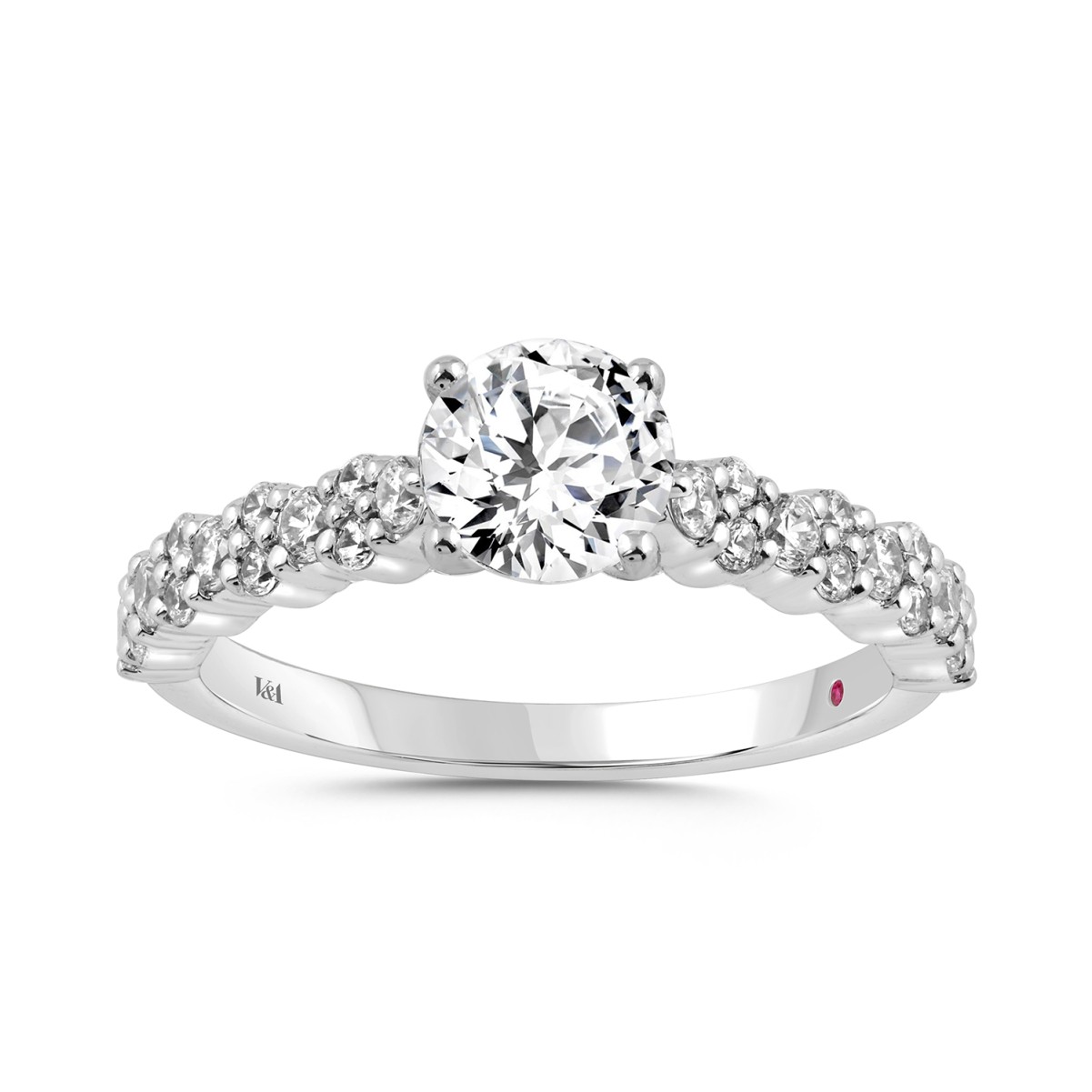 18K WHITE GOLD 1 1/2CT ROUND DIAMOND SEMI MOUNT LADIES RING (CENTER STONE ROUND DIAMOND 1.00CT)