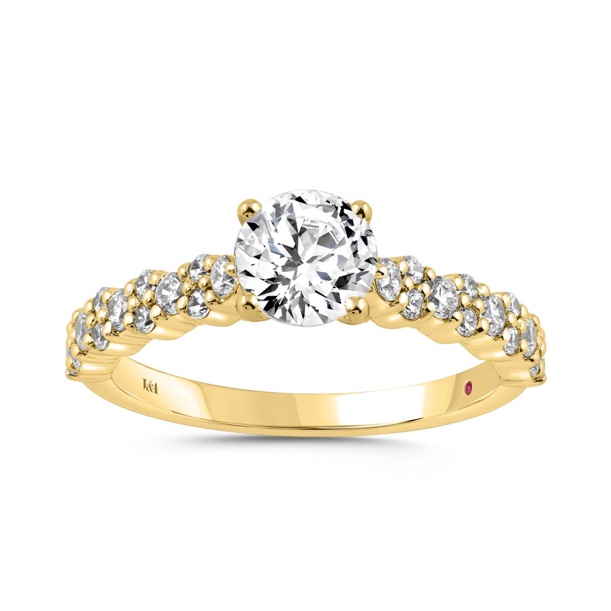 18K YELLOW GOLD 1 1/2CT ROUND DIAMOND SEMI MOUNT LADIES RING (CENTER STONE ROUND DIAMOND 1.00CT)