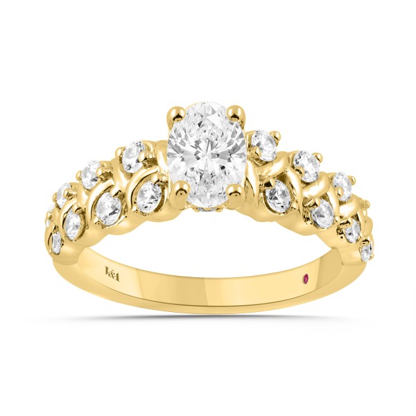 18K YELLOW GOLD 1 1/2CT ROUND/OVAL DIAMOND LADIES ...