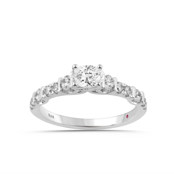 18K WHITE GOLD 1.00CT ROUND/OVAL DIAMOND LADIES RI...