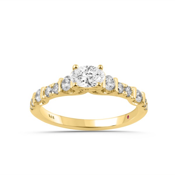 18K YELLOW GOLD 1.00CT ROUND/OVAL DIAMOND LADIES R...