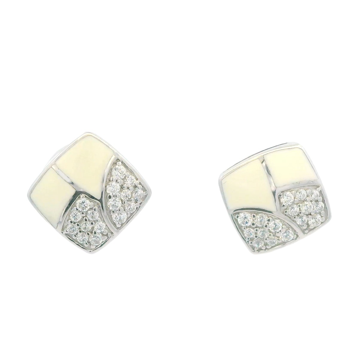 18K WHITE GOLD 1/5CT ROUND DIAMOND LADIES EARRINGS