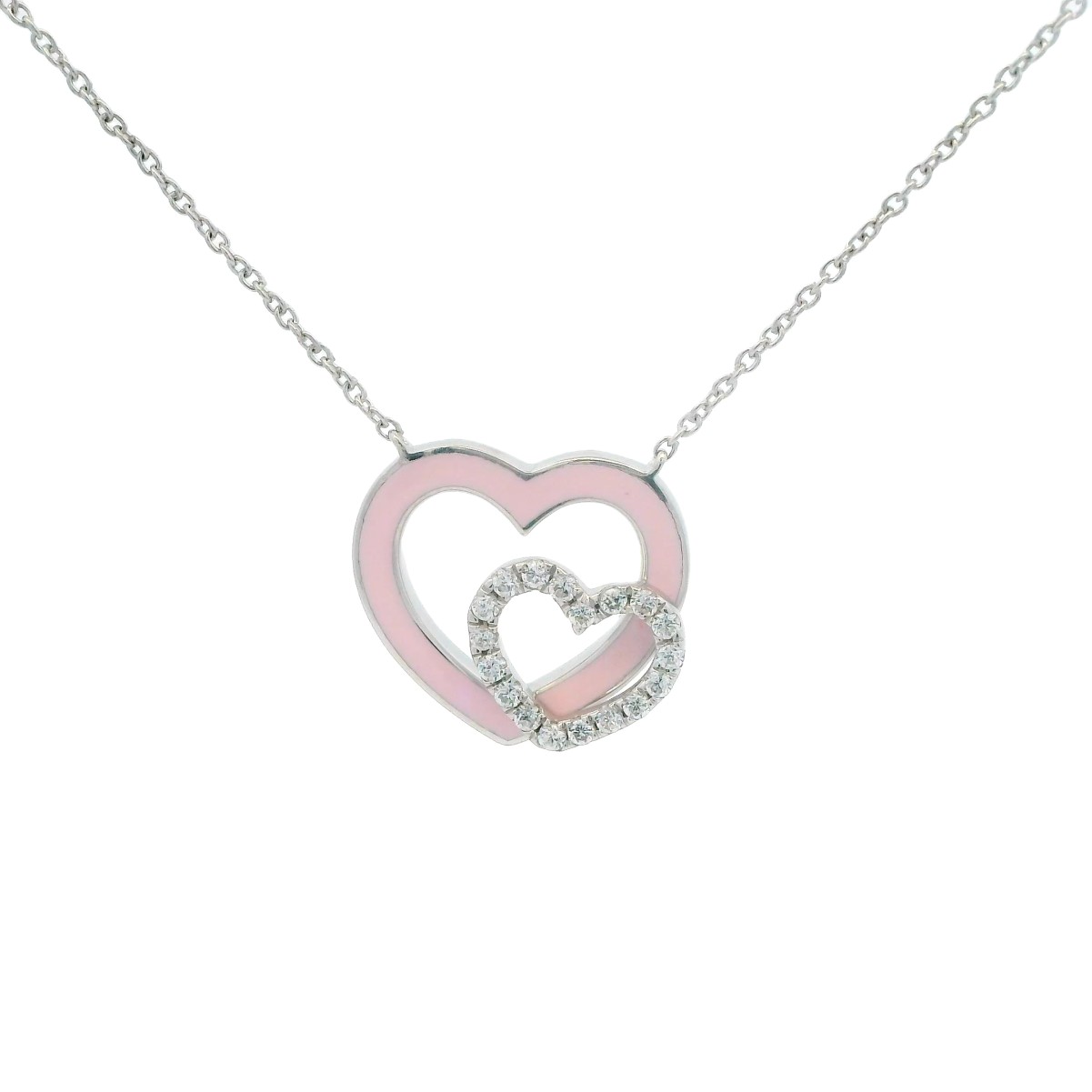 18K WHITE GOLD 1/6CT ROUND DIAMOND LADIES NECKLACE